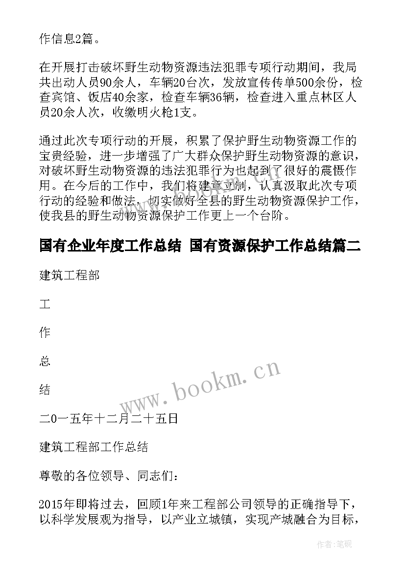 最新国有企业年度工作总结 国有资源保护工作总结(通用9篇)