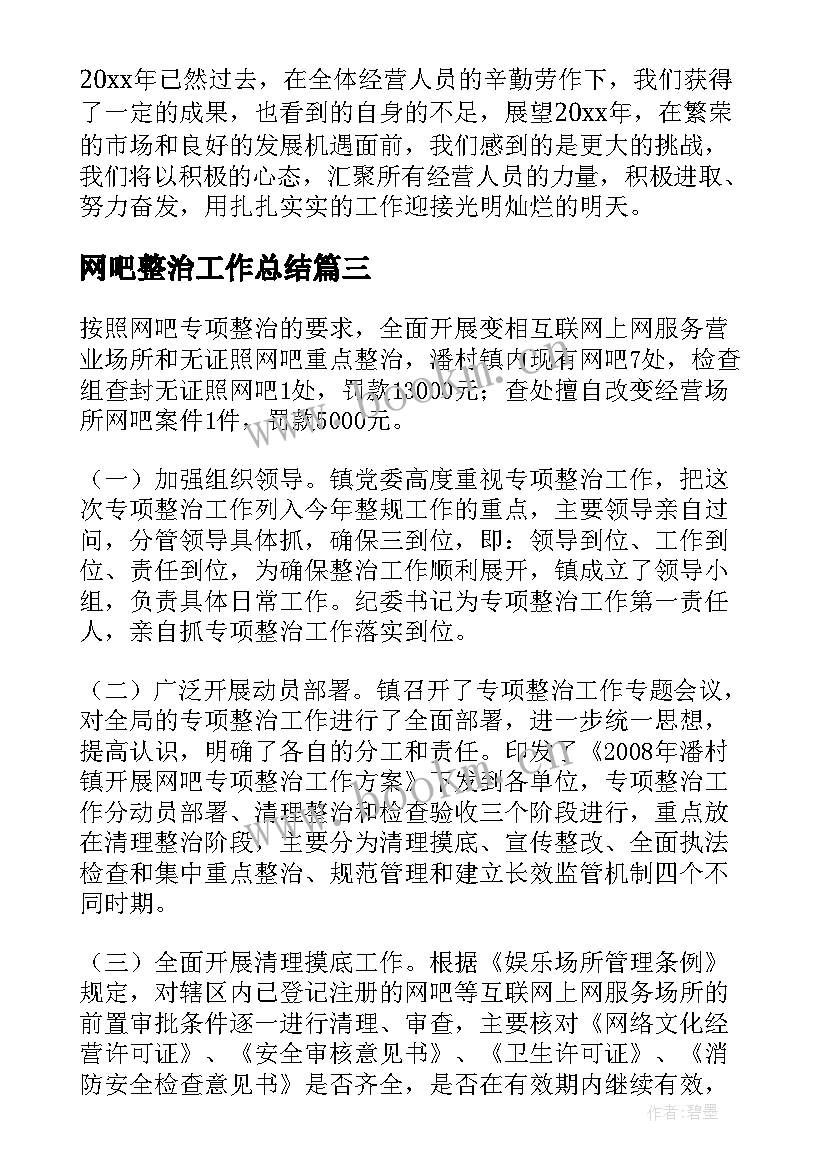 2023年网吧整治工作总结(模板5篇)