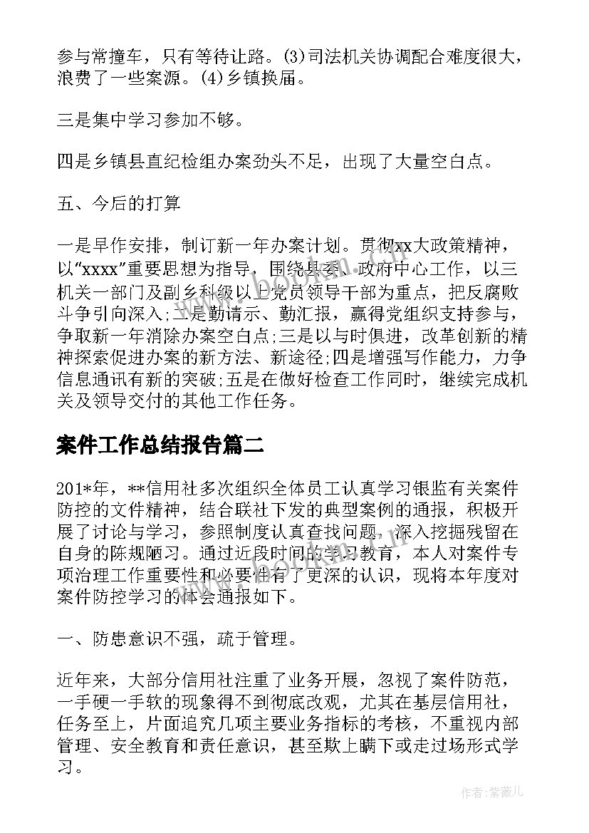 2023年案件工作总结报告(优质6篇)