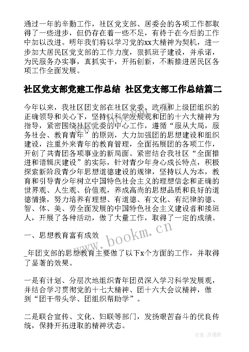 社区党支部党建工作总结 社区党支部工作总结(优质7篇)