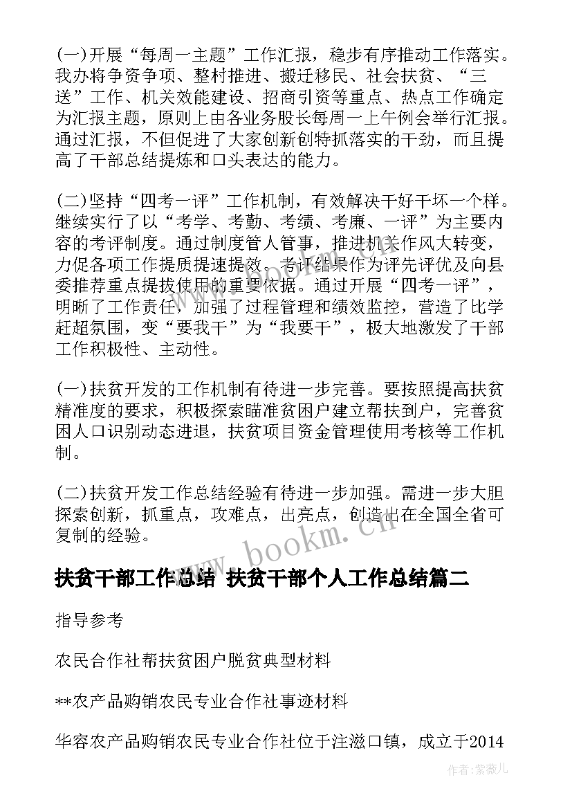 扶贫干部工作总结 扶贫干部个人工作总结(大全9篇)