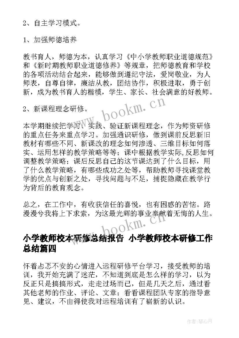 小学教师校本研修总结报告 小学教师校本研修工作总结(优质8篇)