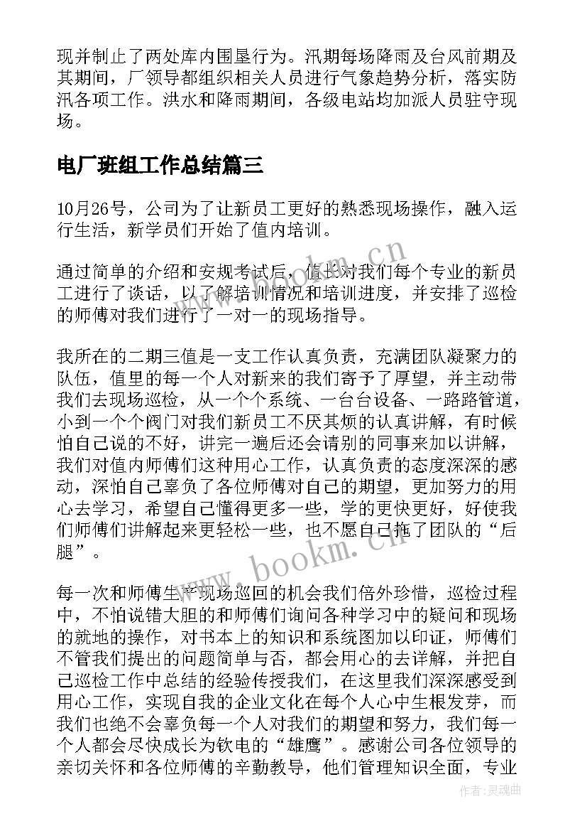 最新电厂班组工作总结(模板8篇)