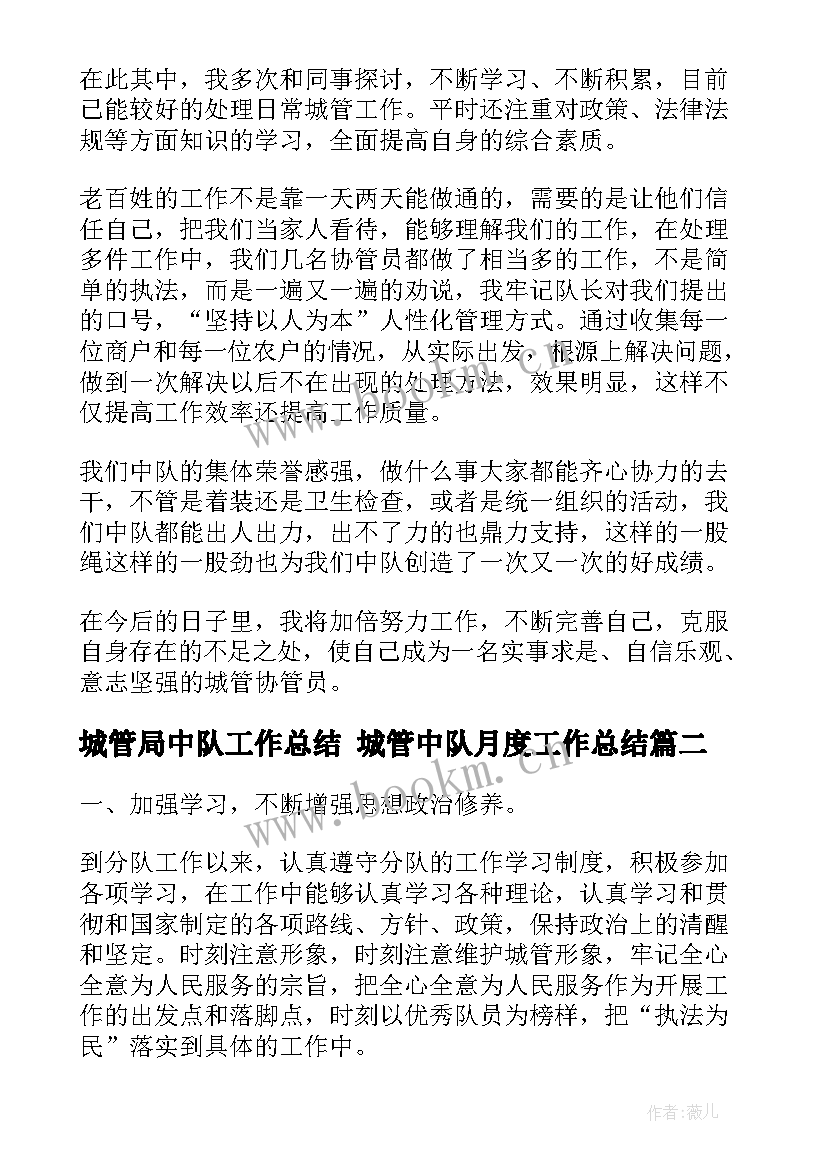 2023年城管局中队工作总结 城管中队月度工作总结(精选5篇)