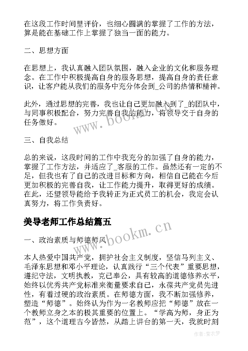 2023年美导老师工作总结(大全7篇)