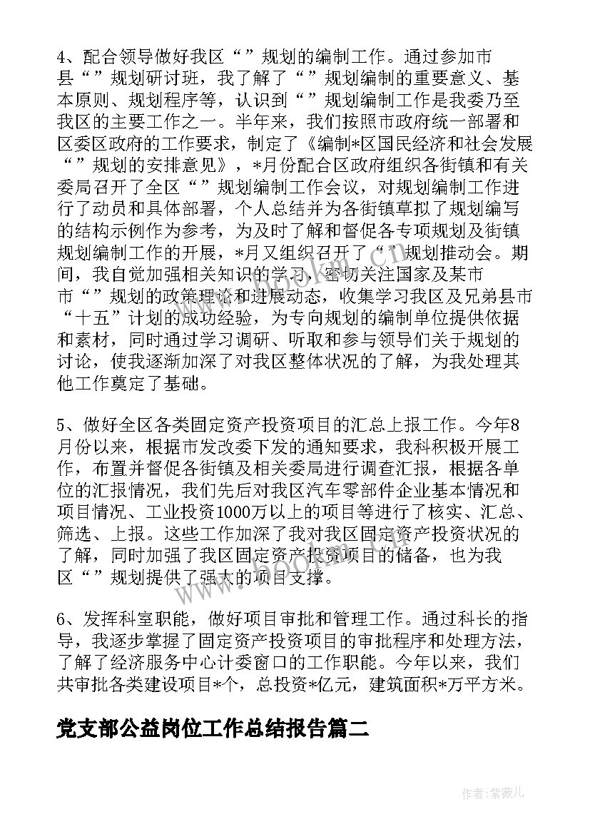 党支部公益岗位工作总结报告(精选5篇)