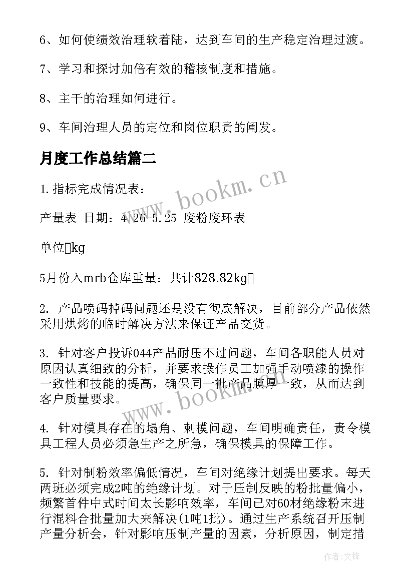 最新月度工作总结(优质7篇)