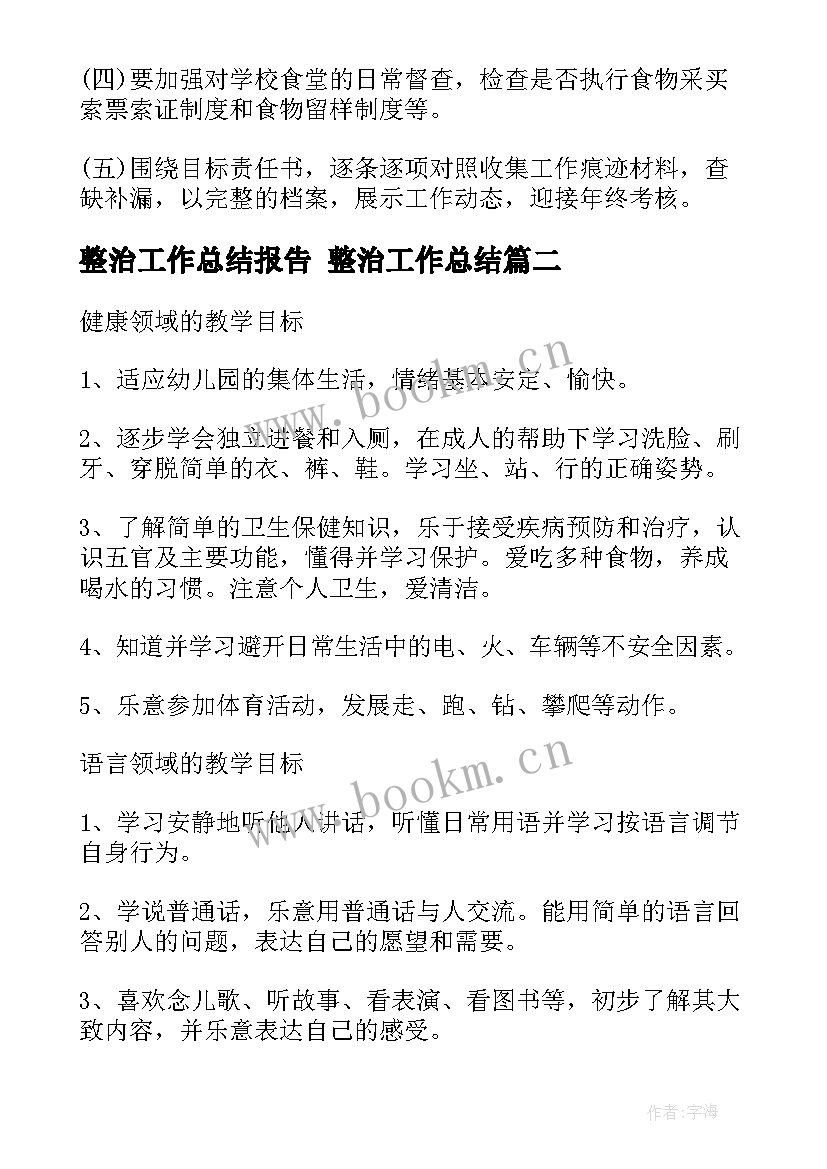 整治工作总结报告 整治工作总结(精选8篇)