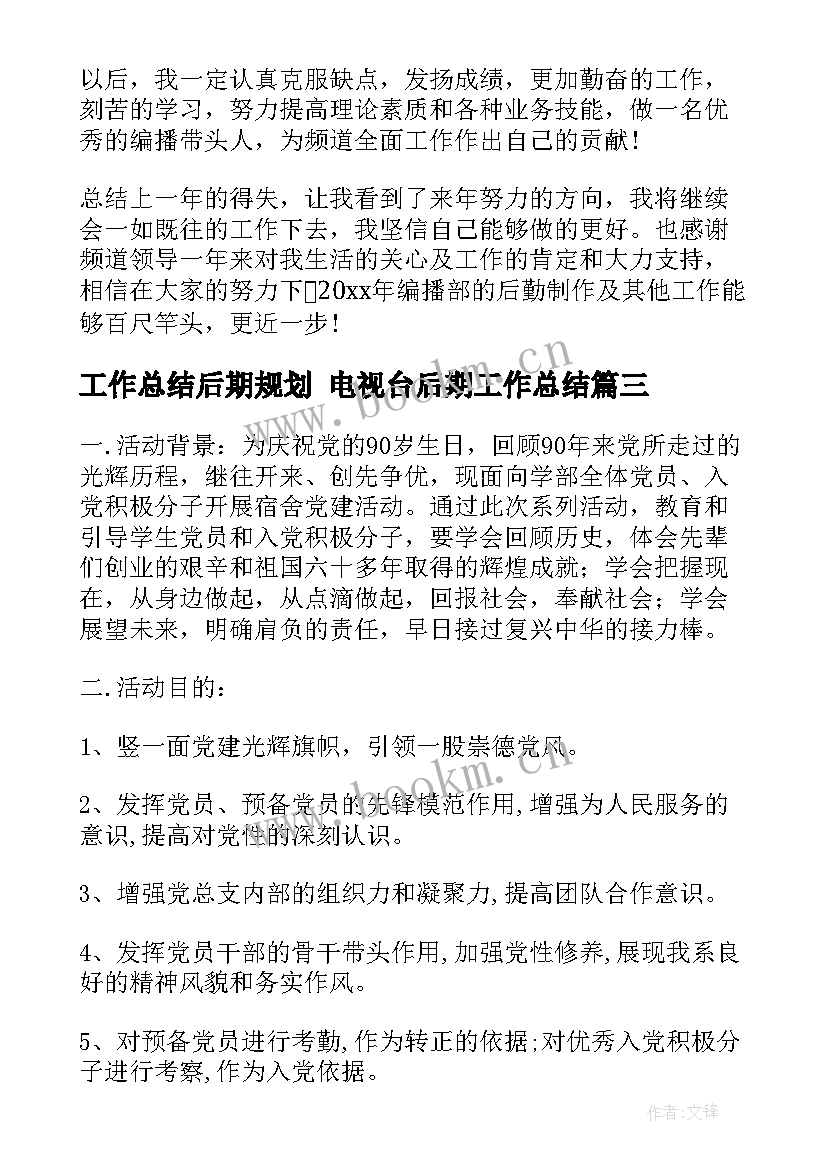 2023年工作总结后期规划 电视台后期工作总结(优质9篇)