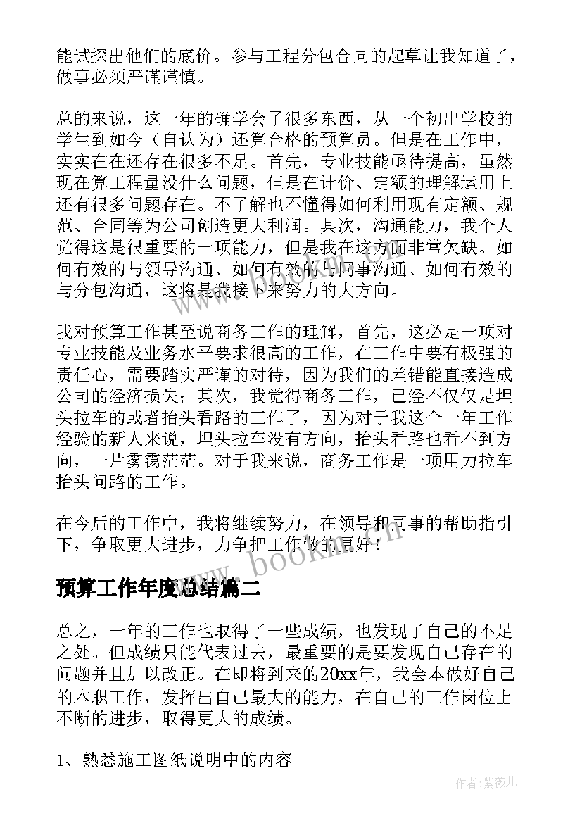 预算工作年度总结(大全7篇)