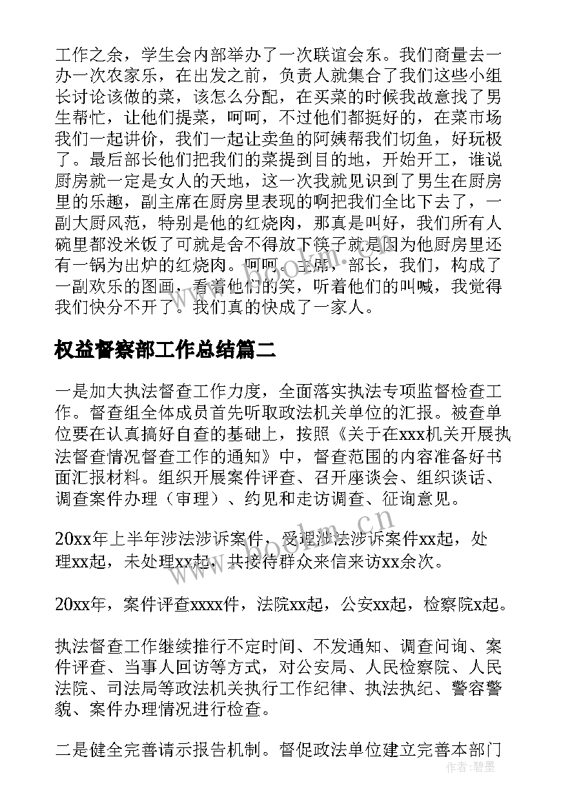 2023年权益督察部工作总结(实用5篇)