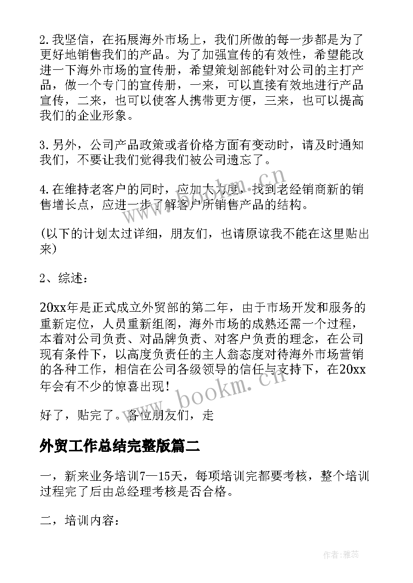 2023年外贸工作总结完整版(优秀8篇)