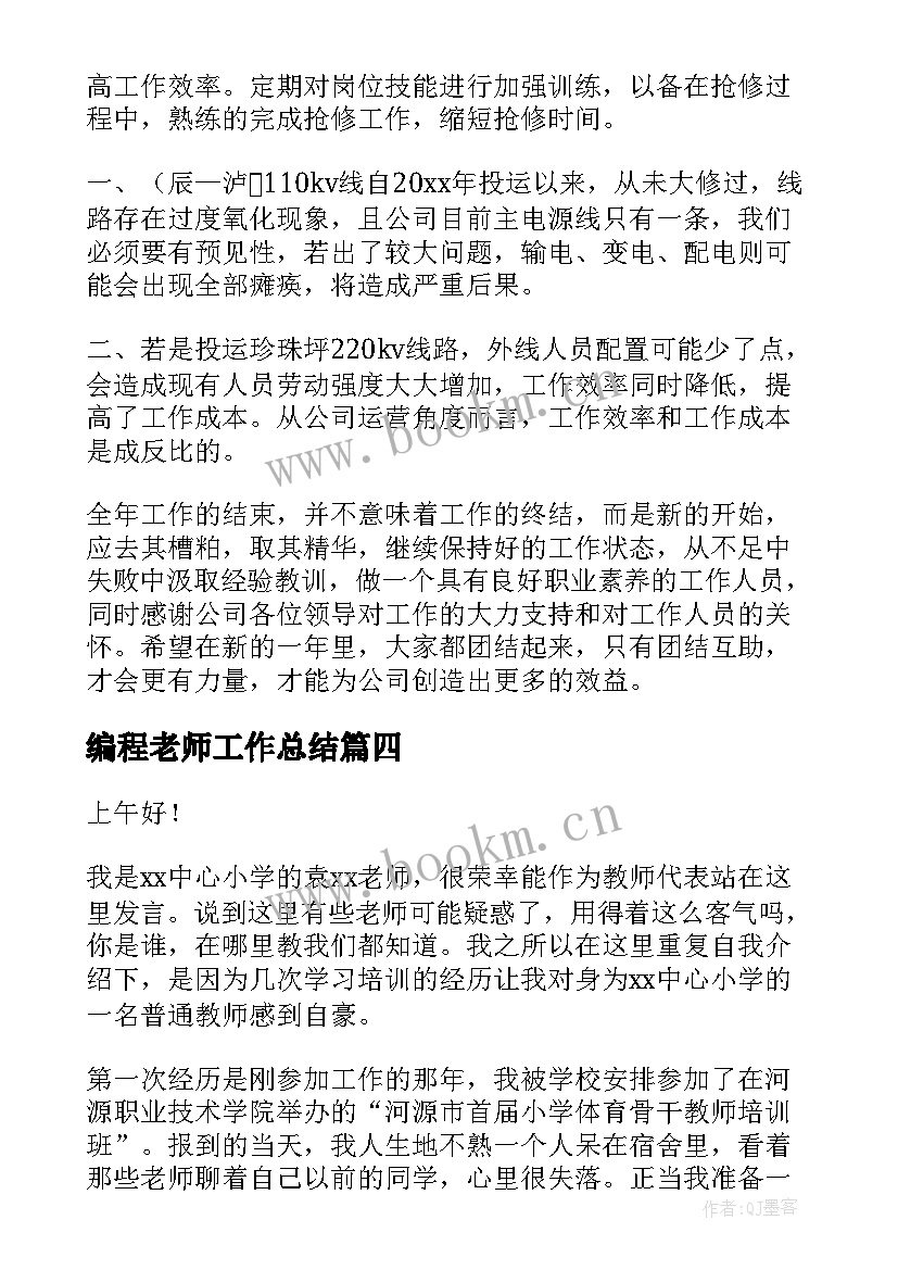 最新编程老师工作总结(实用5篇)