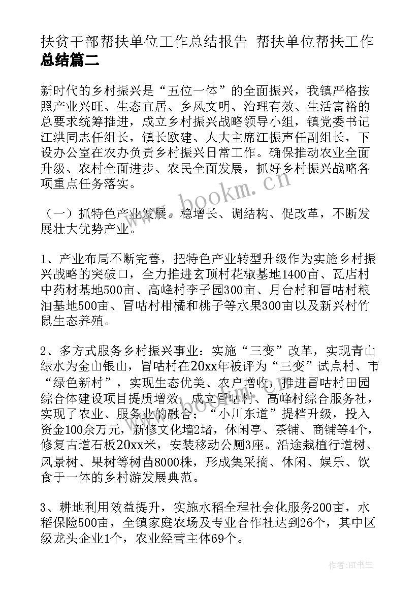 2023年扶贫干部帮扶单位工作总结报告 帮扶单位帮扶工作总结(大全9篇)