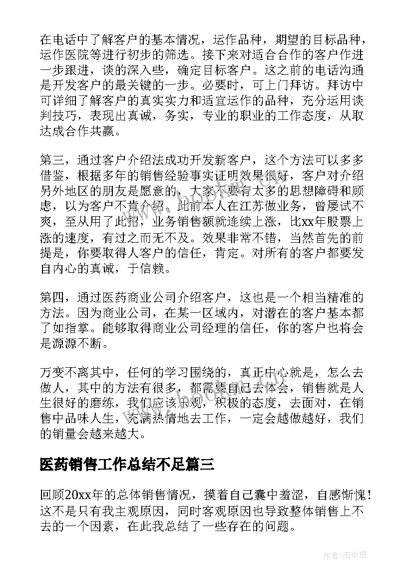 2023年医药销售工作总结不足(实用5篇)