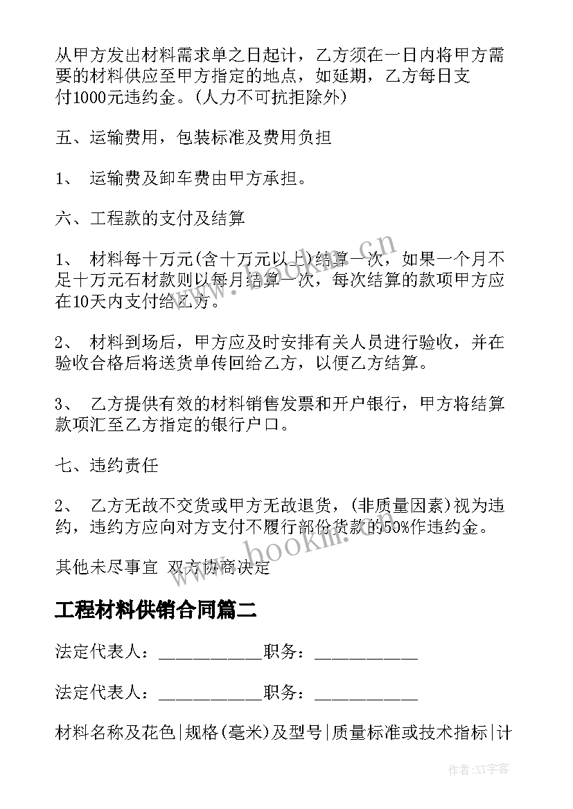 2023年工程材料供销合同(通用7篇)