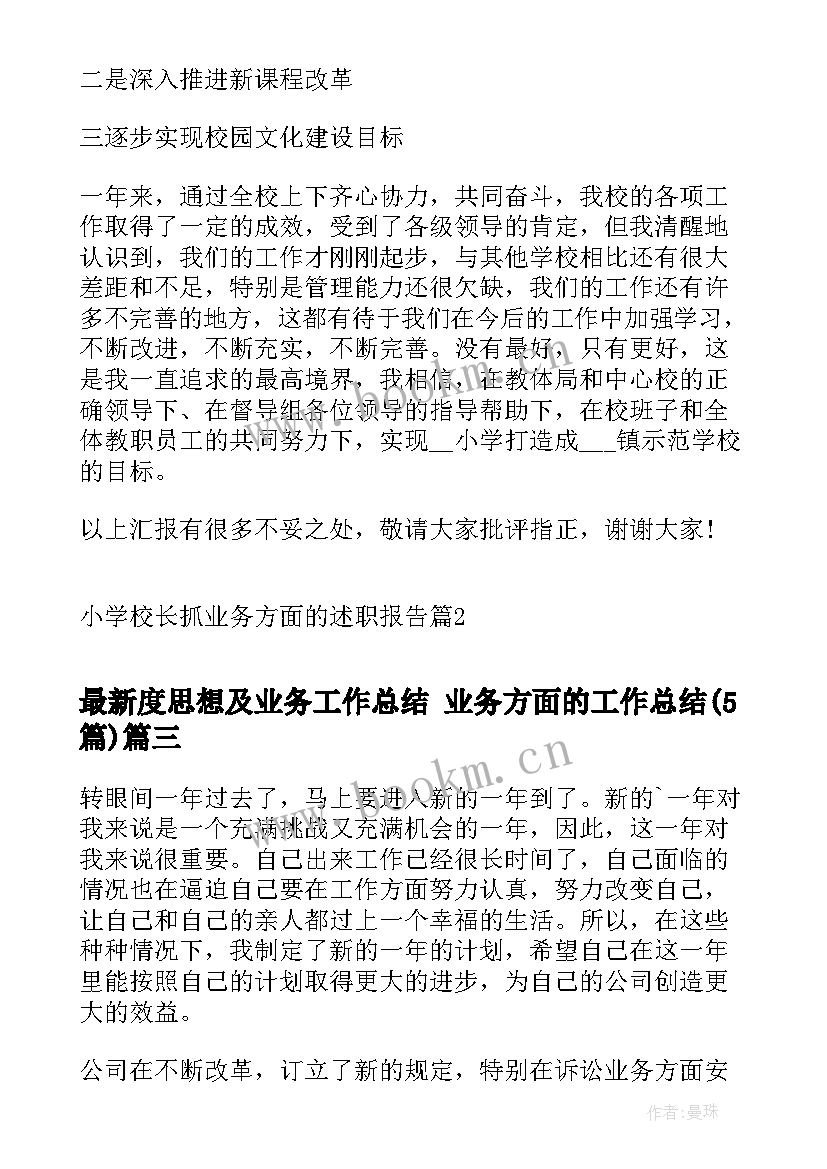 2023年度思想及业务工作总结 业务方面的工作总结(通用5篇)