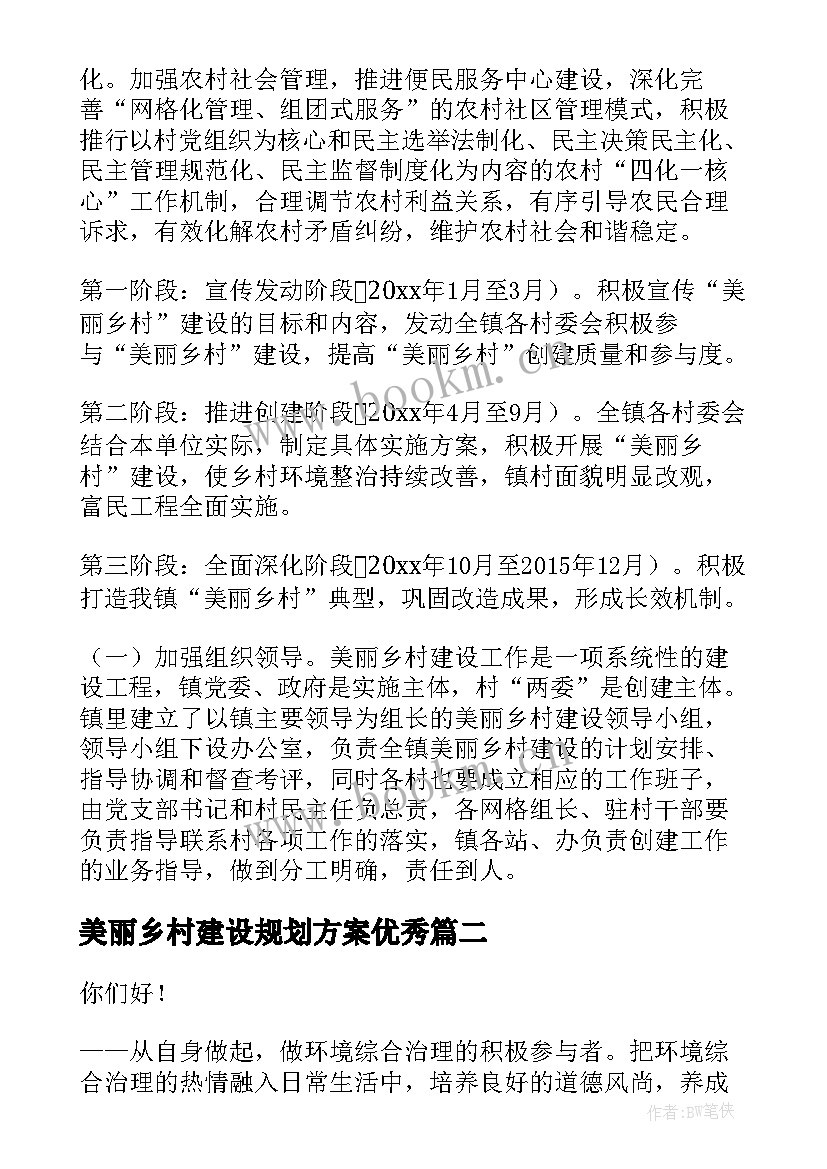 最新美丽乡村建设规划方案(优质7篇)