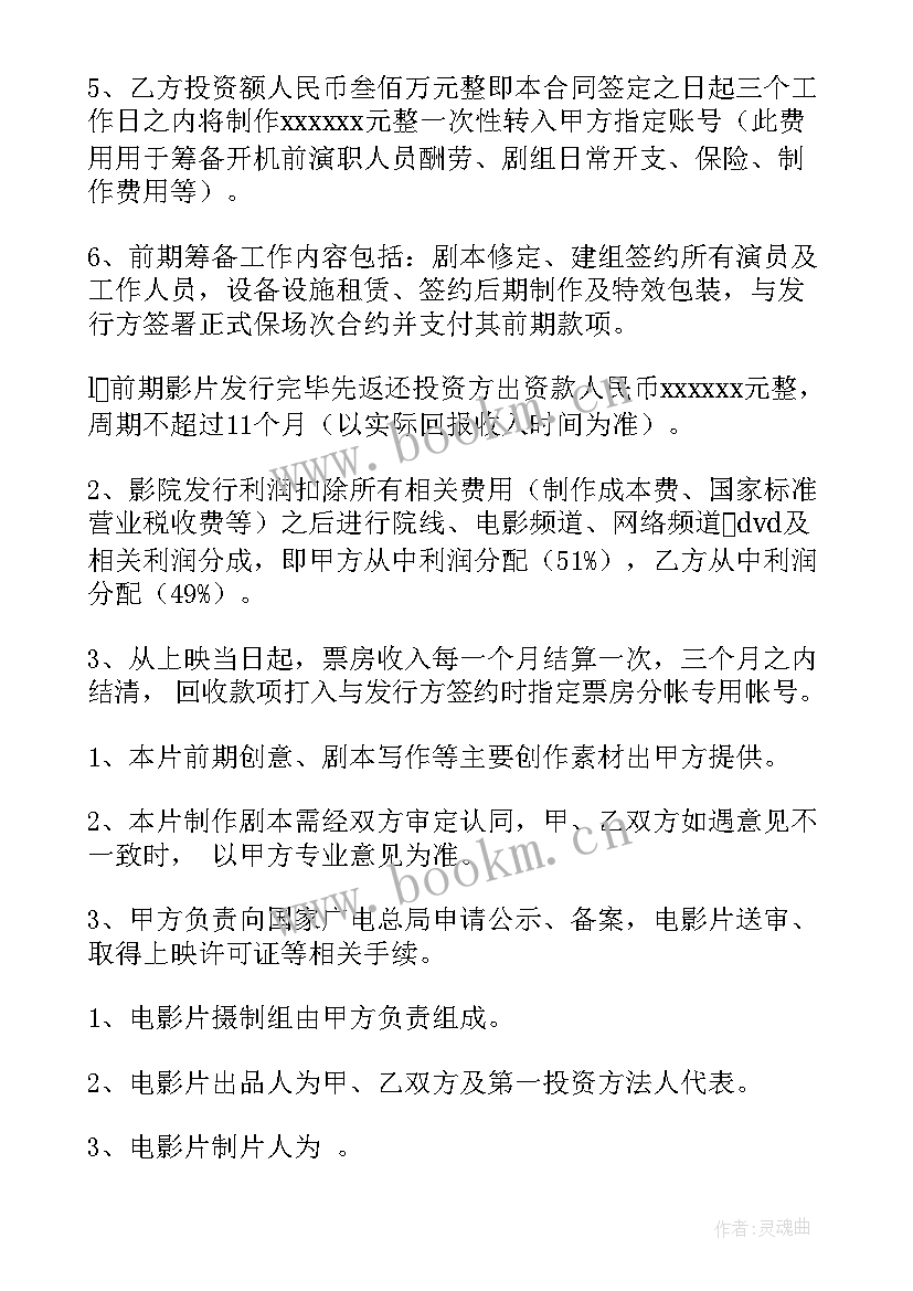 2023年影视公司导演合同 影视投资合同(优秀5篇)