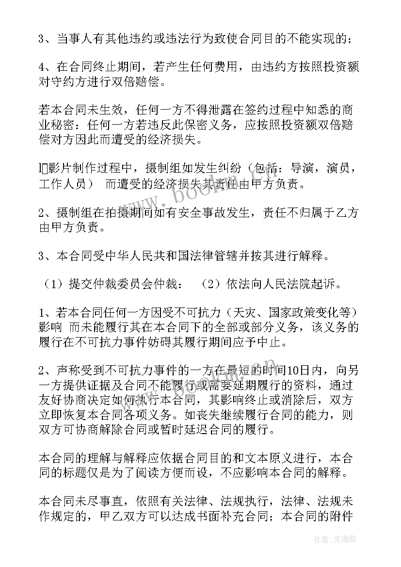 2023年影视公司导演合同 影视投资合同(优秀5篇)