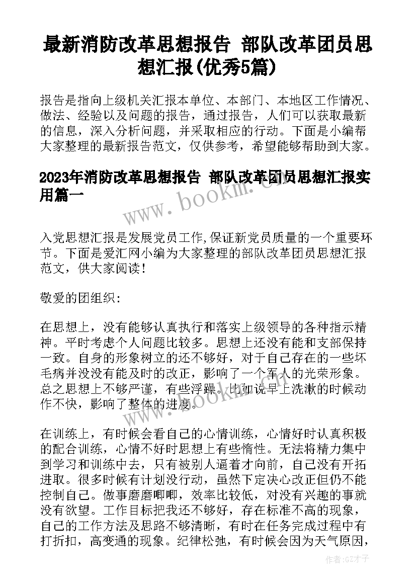 最新消防改革思想报告 部队改革团员思想汇报(优秀5篇)