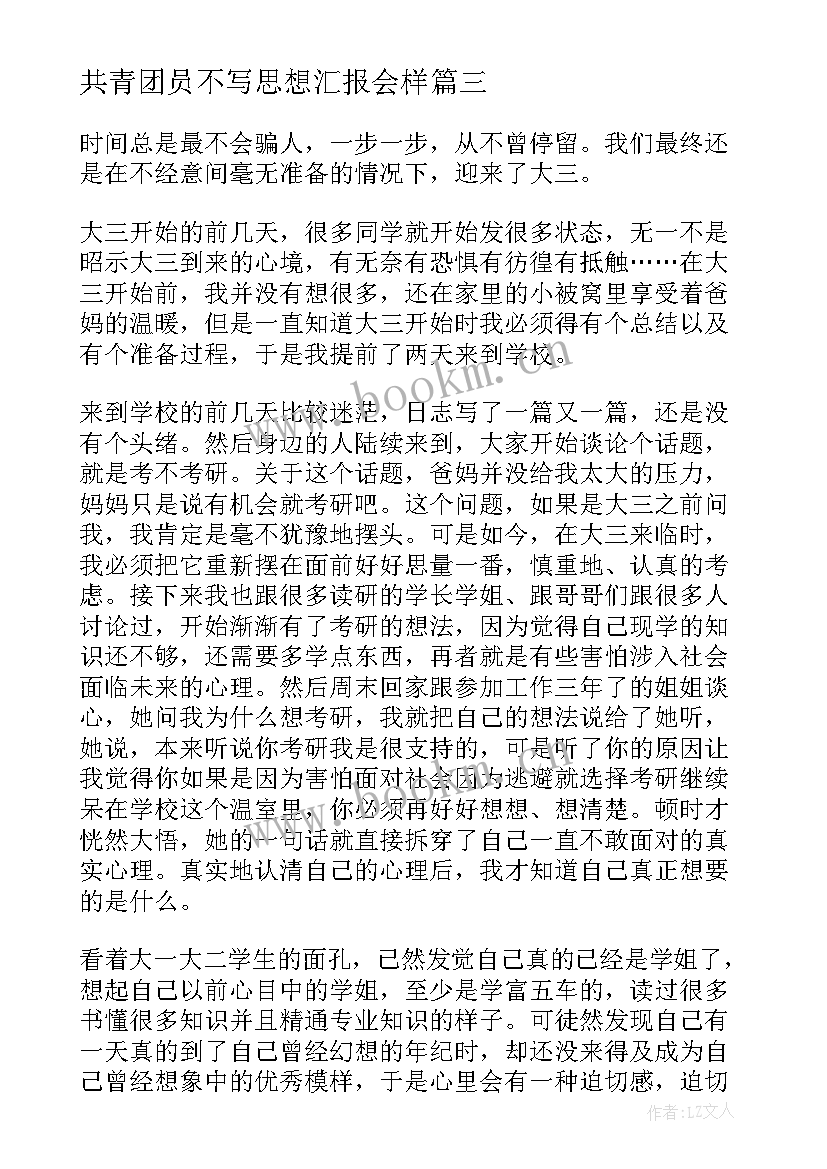 2023年共青团员不写思想汇报会样(精选8篇)