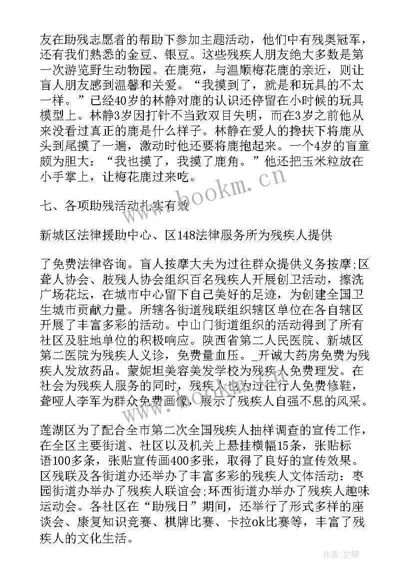 2023年残联工作总结及工作计划(模板7篇)