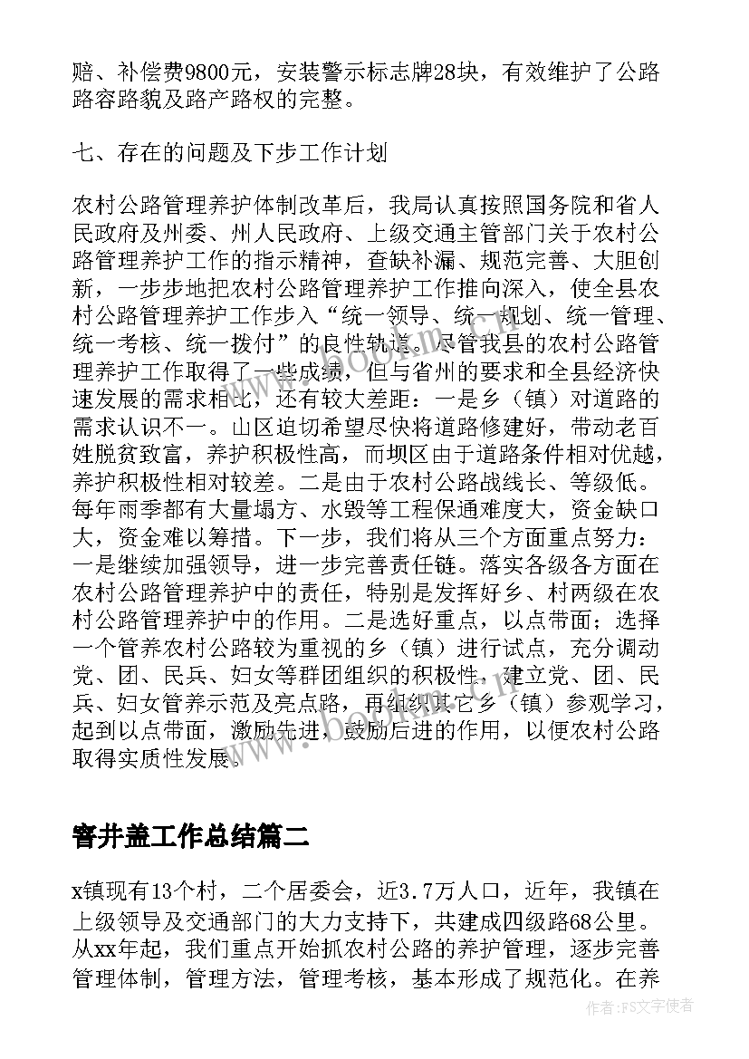 2023年窨井盖工作总结(精选10篇)