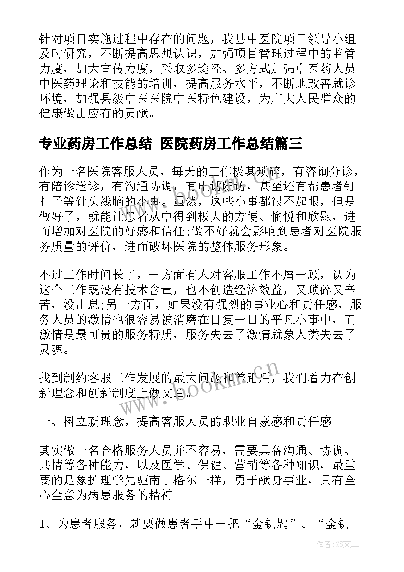 2023年专业药房工作总结 医院药房工作总结(汇总9篇)