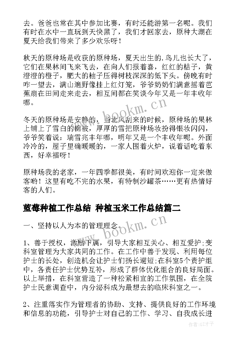 蓝莓种植工作总结 种植玉米工作总结(精选5篇)