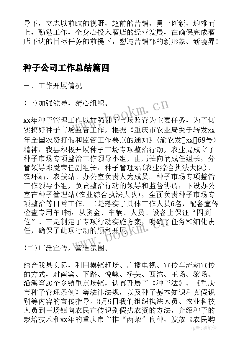 2023年种子公司工作总结(模板6篇)