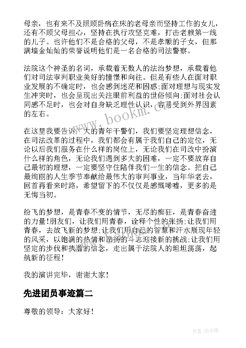 最新先进团员事迹 先进事迹演讲稿(模板5篇)