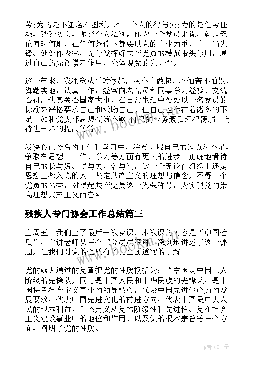 2023年残疾人专门协会工作总结(模板7篇)