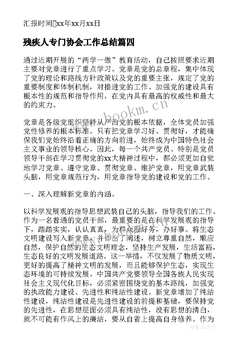 2023年残疾人专门协会工作总结(模板7篇)