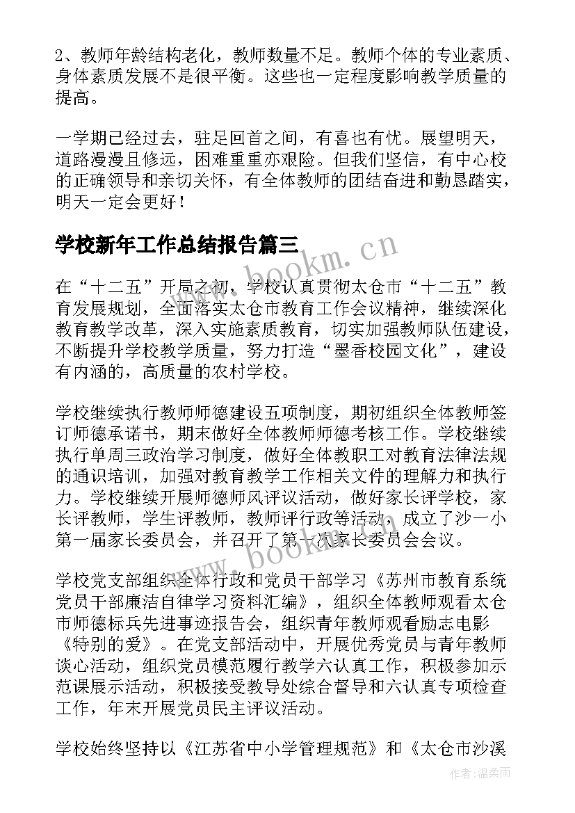 最新学校新年工作总结报告(精选5篇)