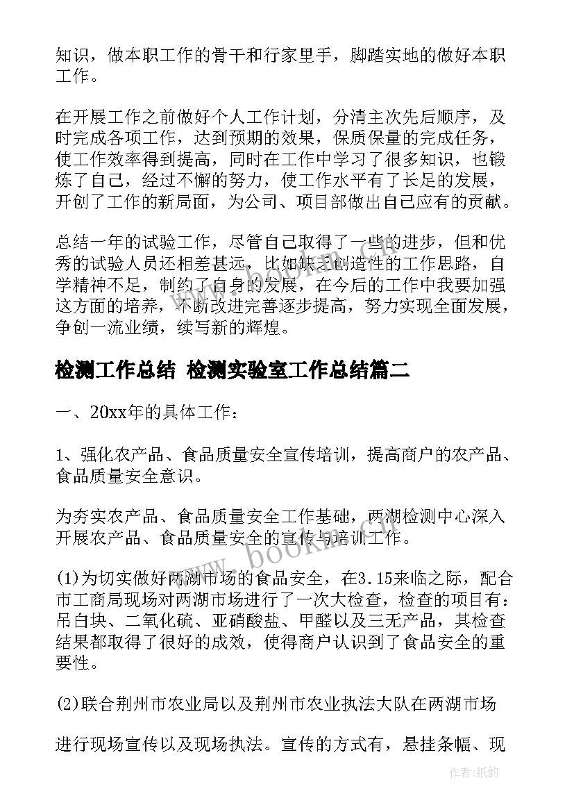 2023年检测工作总结 检测实验室工作总结(汇总8篇)