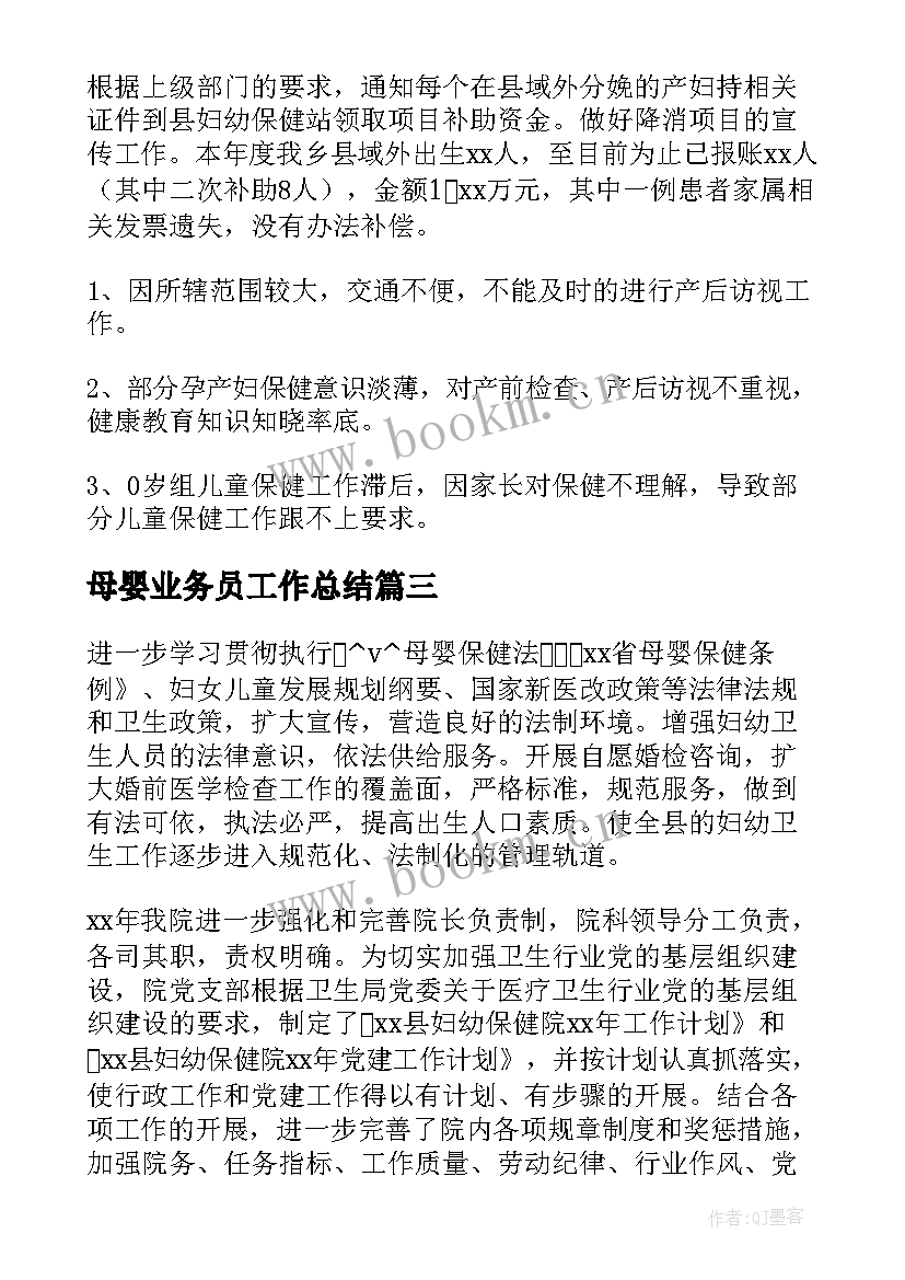 母婴业务员工作总结(模板8篇)