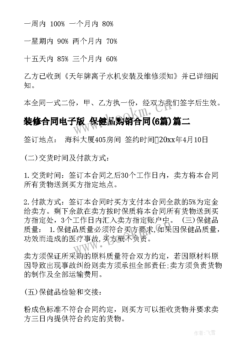 2023年装修合同电子版 保健品购销合同(模板6篇)