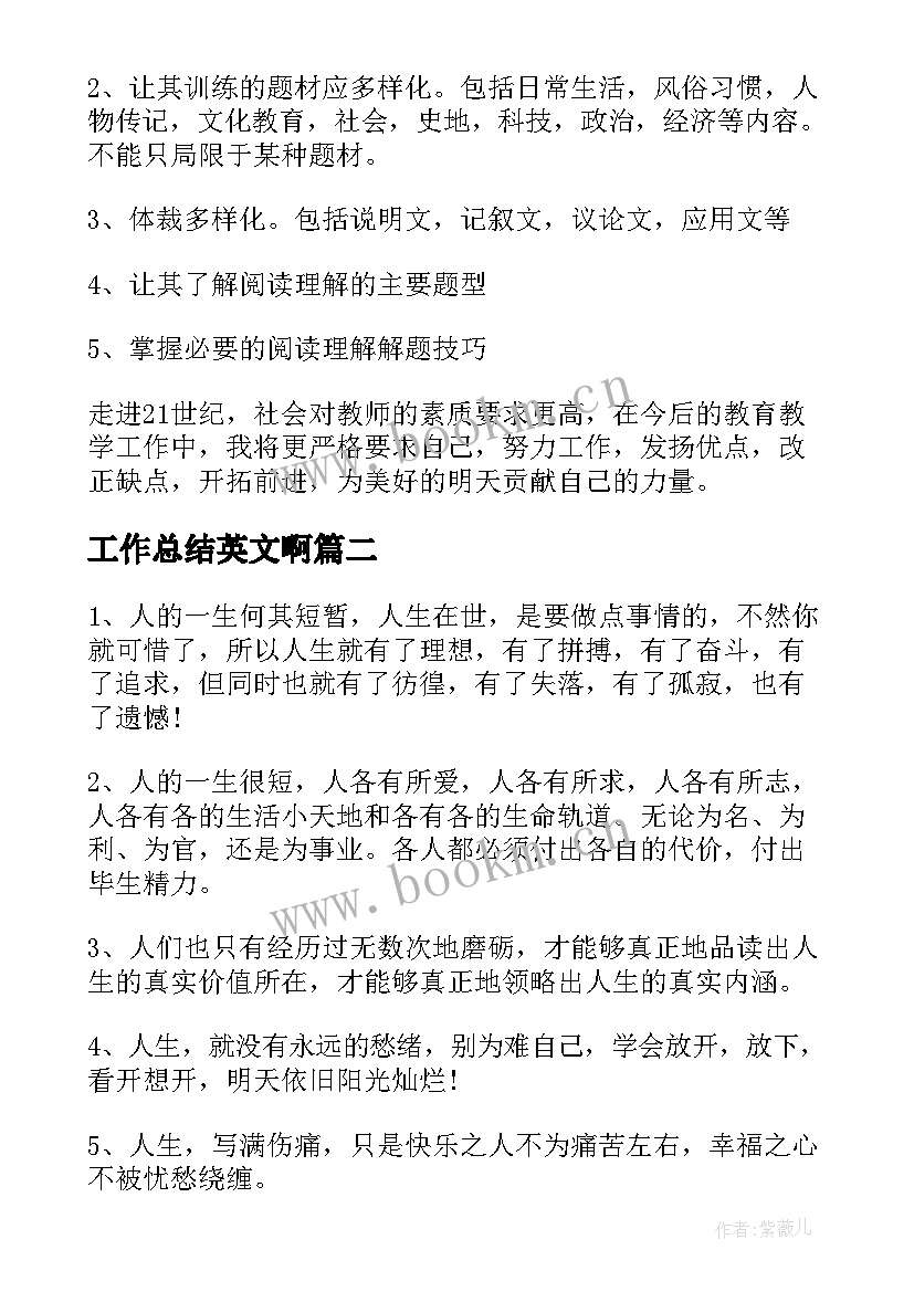 2023年工作总结英文啊(大全8篇)