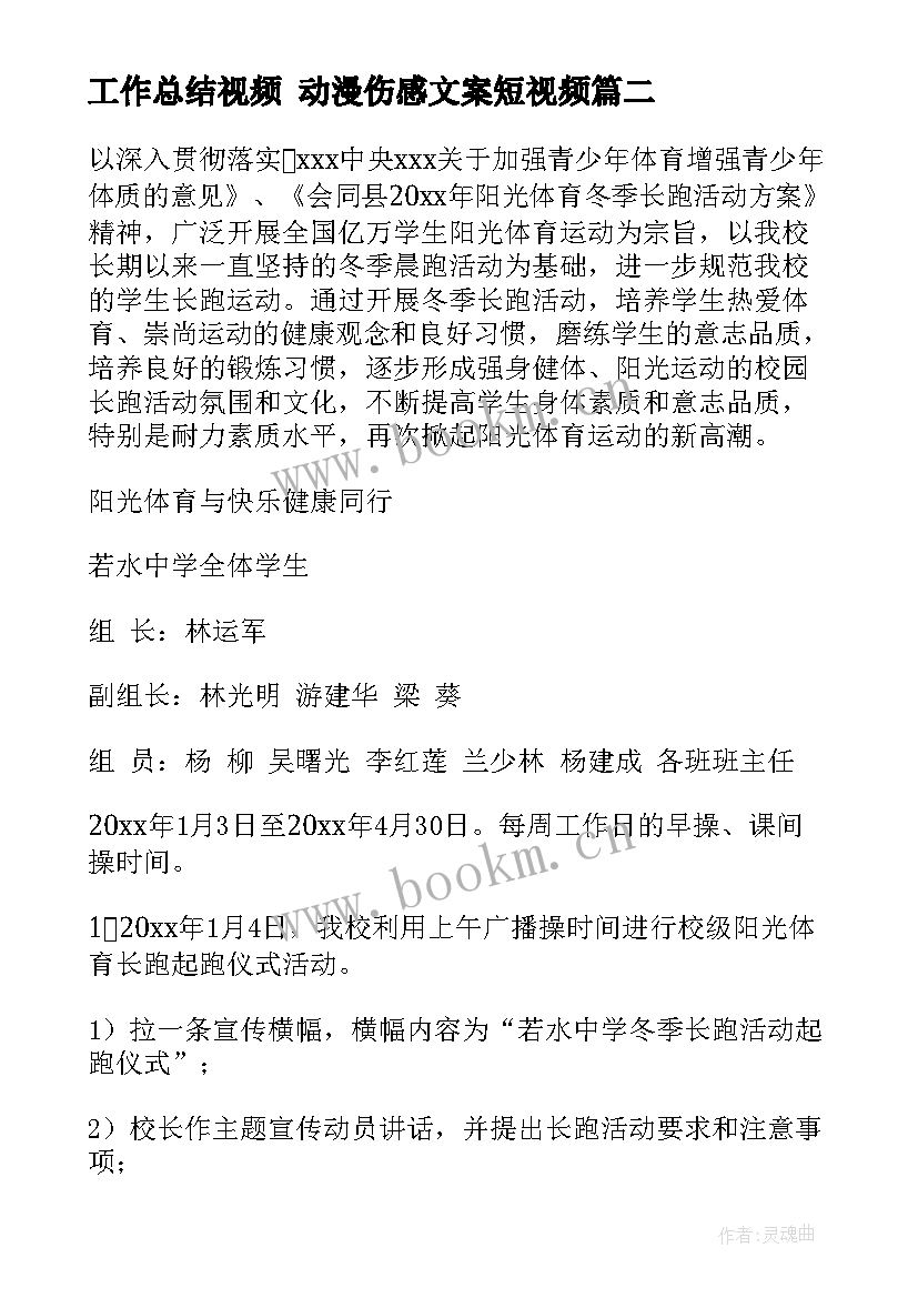 最新工作总结视频 动漫伤感文案短视频(大全8篇)