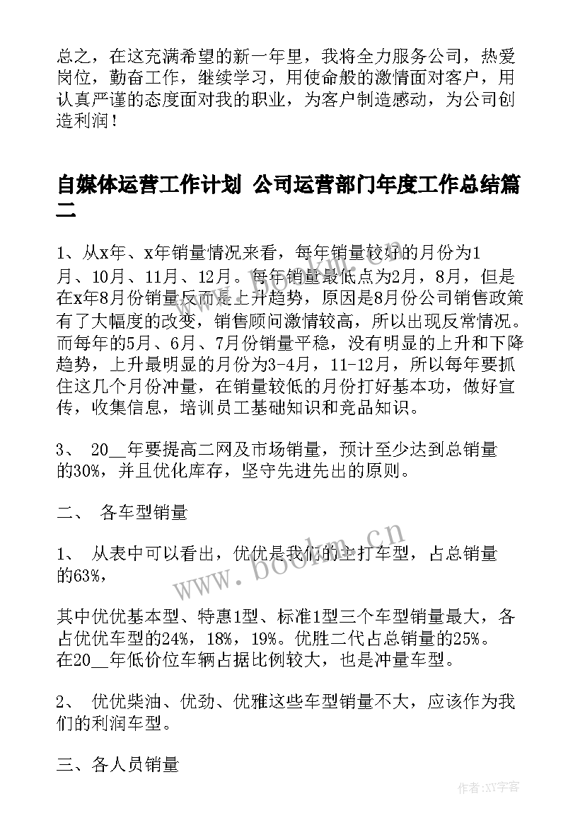 2023年自媒体运营工作计划 公司运营部门年度工作总结(大全5篇)