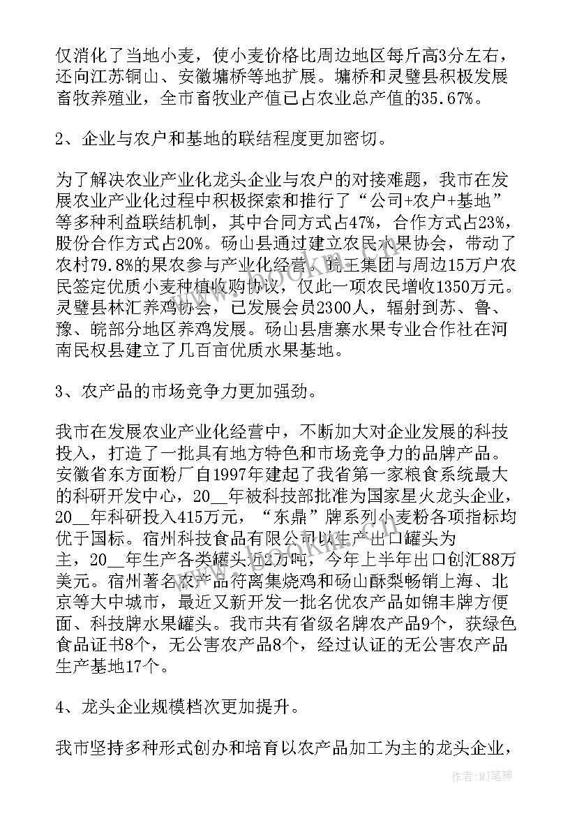 农业产业强镇项目实施的意义 农业产业化的工作总结(模板5篇)