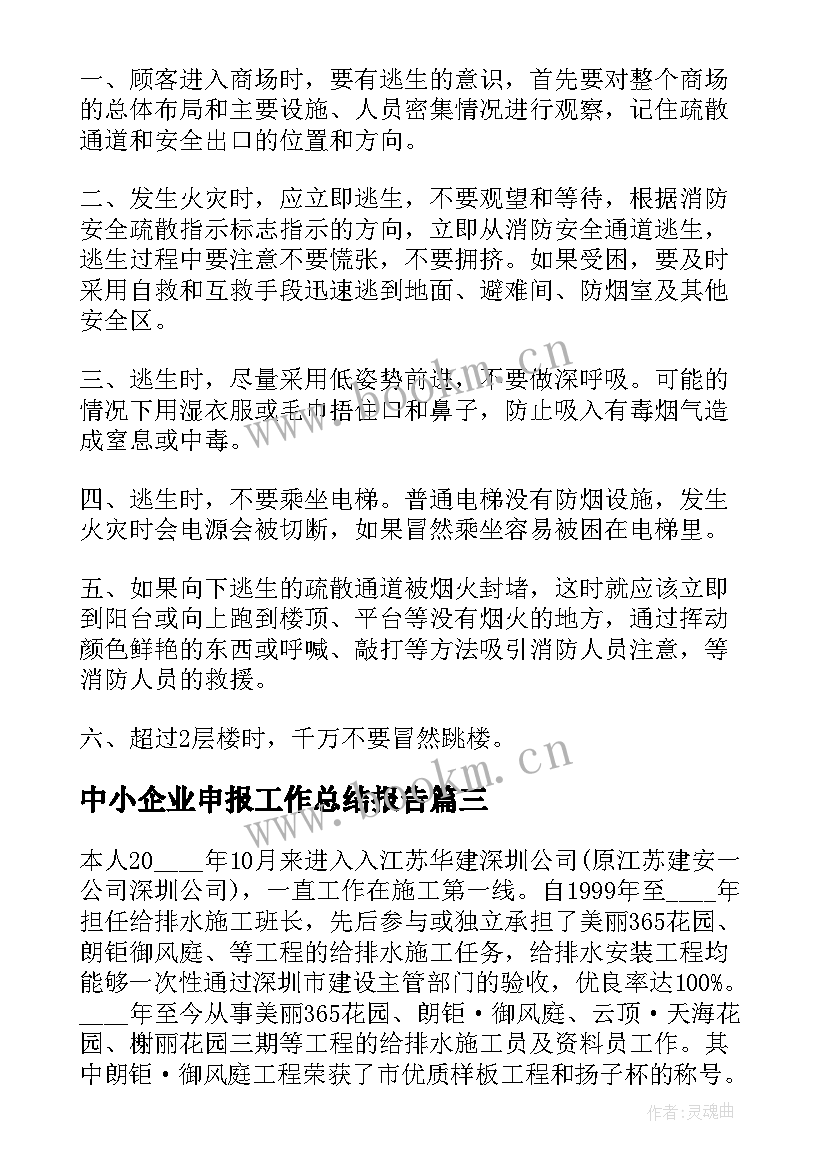 最新中小企业申报工作总结报告(模板5篇)