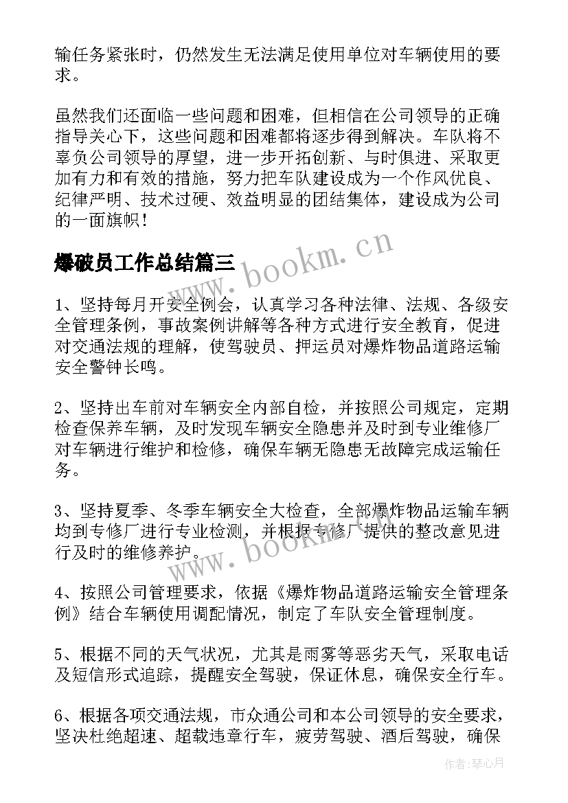 爆破员工作总结(优质5篇)