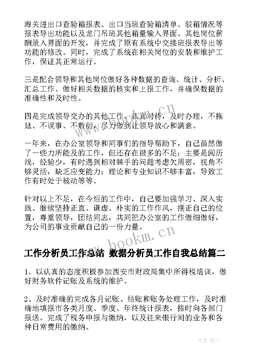 2023年工作分析员工作总结 数据分析员工作自我总结(精选5篇)