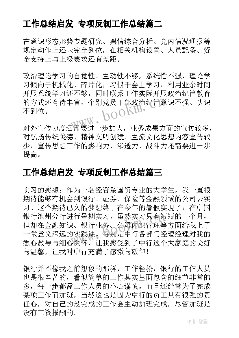 最新工作总结启发 专项反制工作总结(实用5篇)