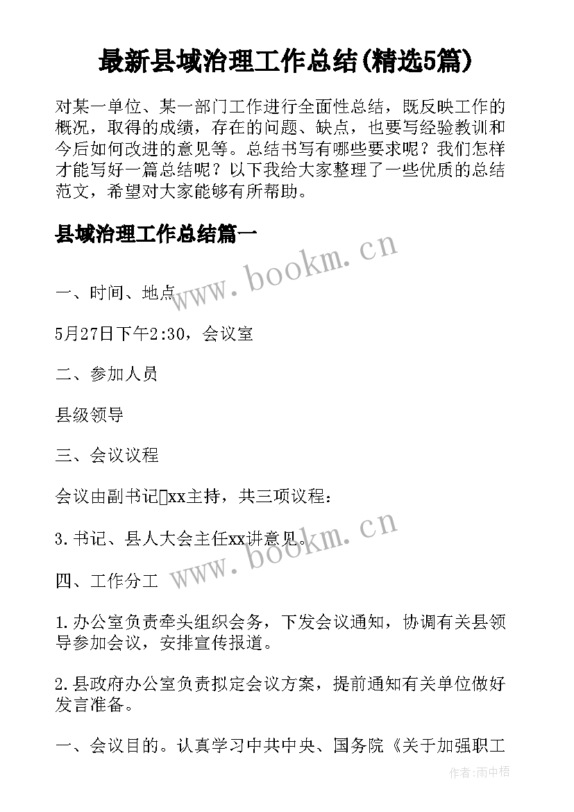 最新县域治理工作总结(精选5篇)