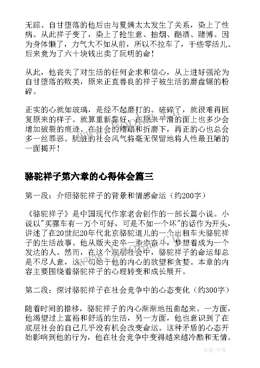 2023年骆驼祥子第六章的心得体会(实用6篇)