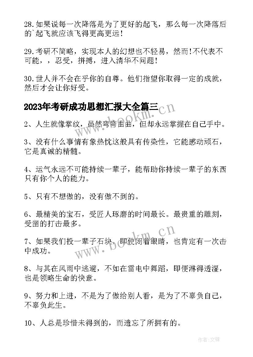 2023年考研成功思想汇报(通用8篇)