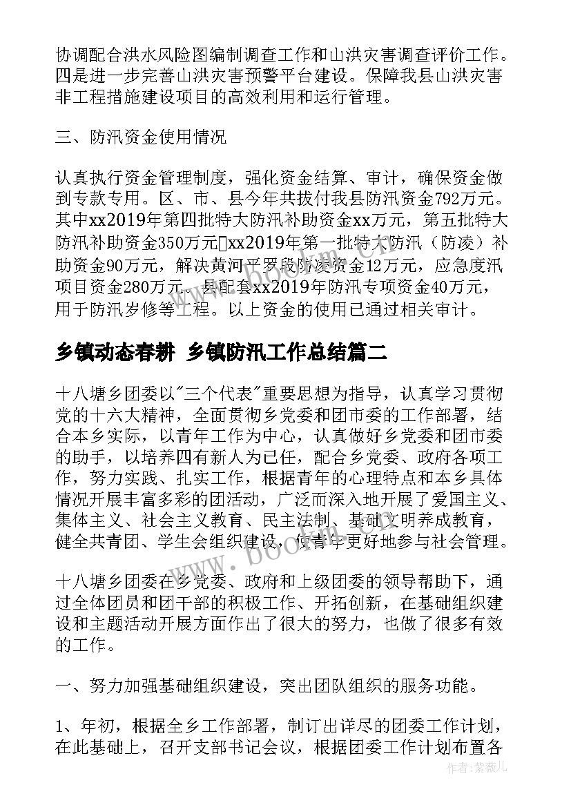 乡镇动态春耕 乡镇防汛工作总结(实用5篇)